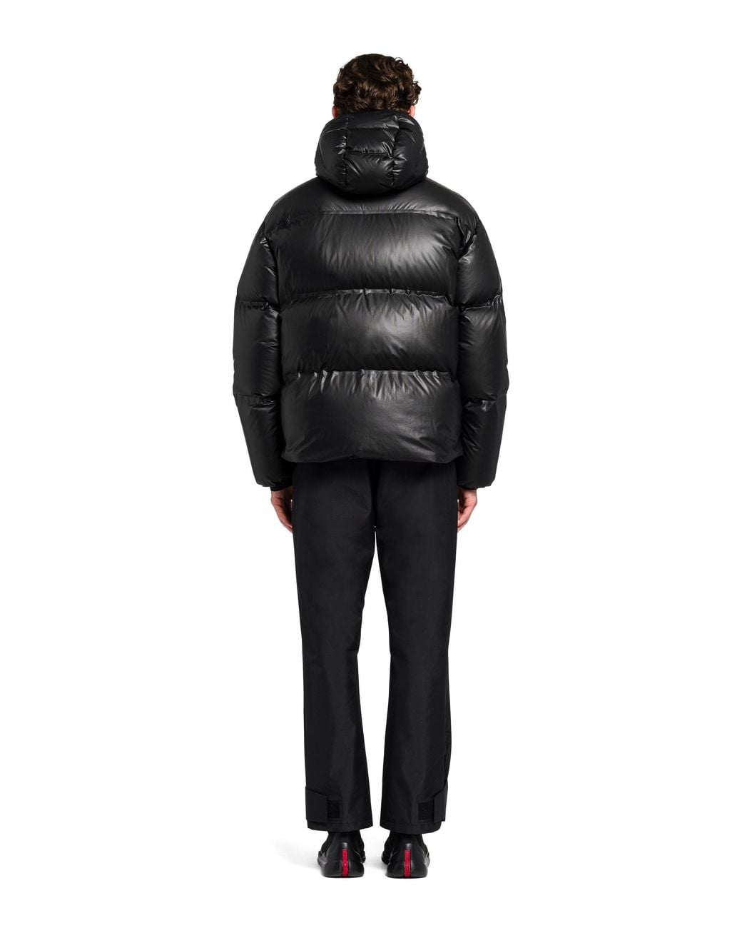 Prada Black Logo-Detailed Zip-Up Padded Jacket for men