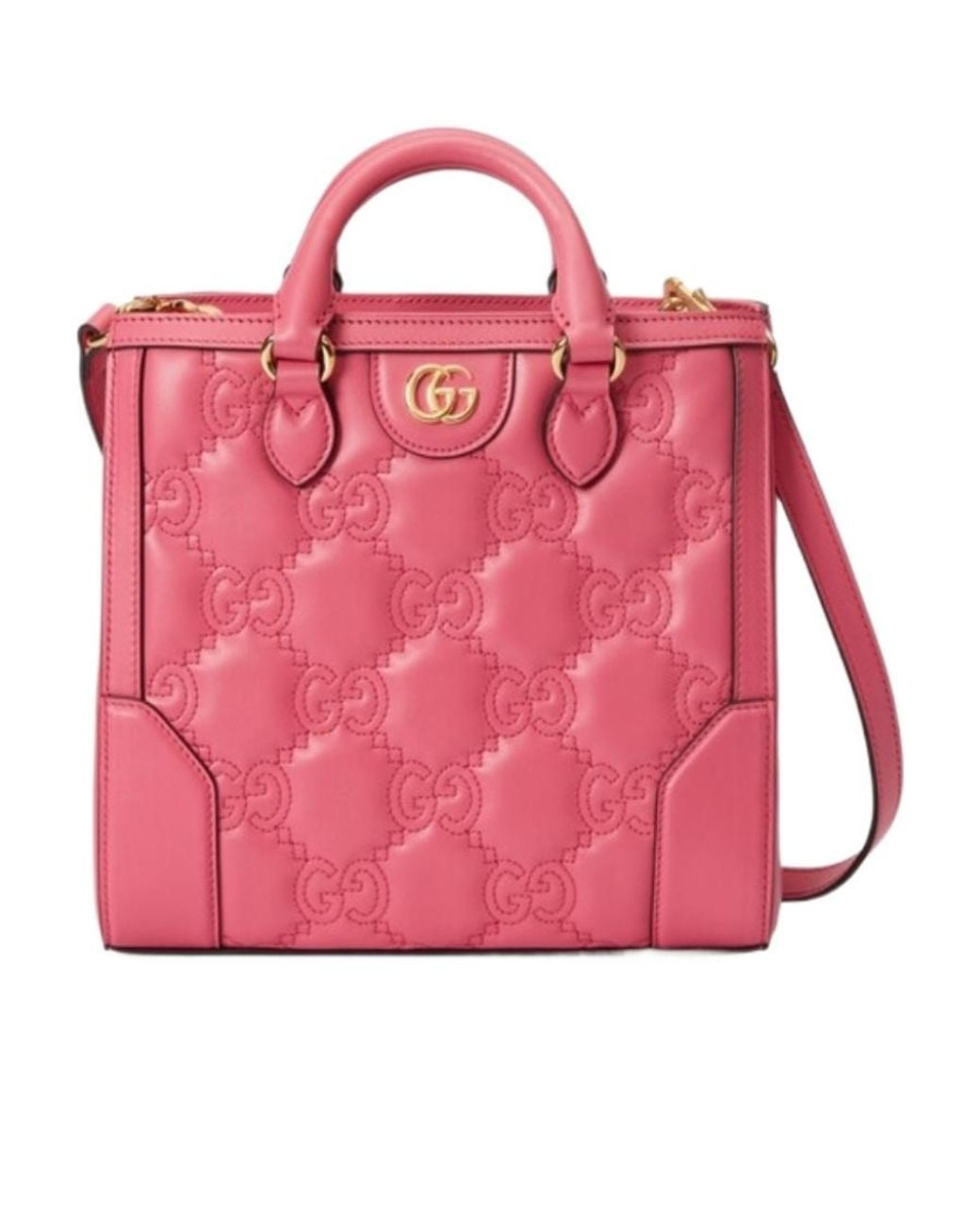 Gucci Pink Gg Logo-Matelassé Tote Bag