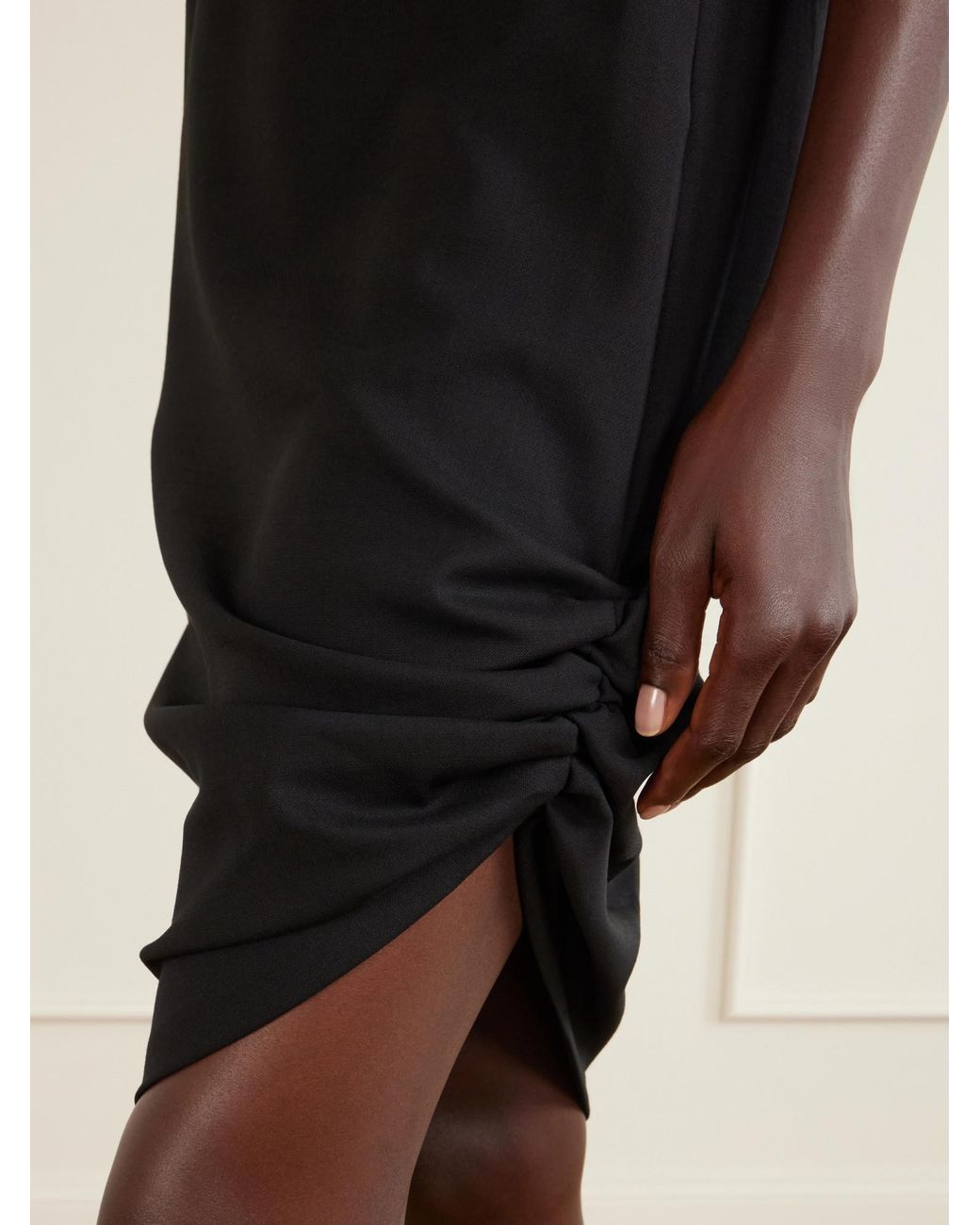 Carolina Herrera Blue Asymmetrical Stretch-Wool Midi Skirt