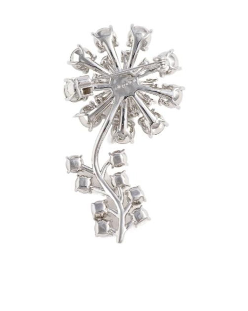 Self-Portrait White Crystal Flower Brooch