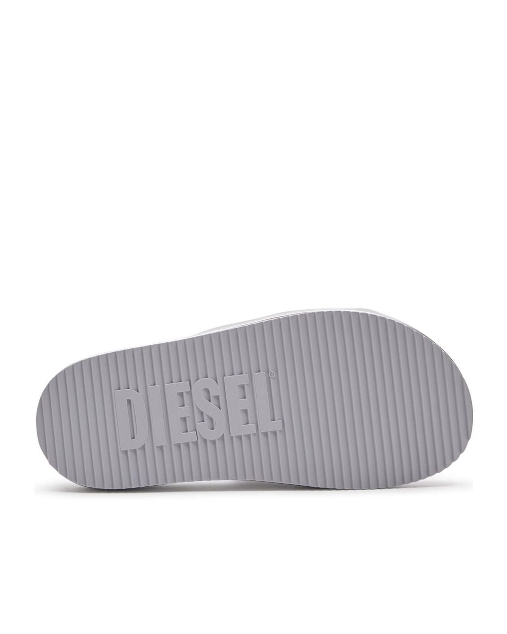 DIESEL White Sa-Slide D Oval Metallic Sandals
