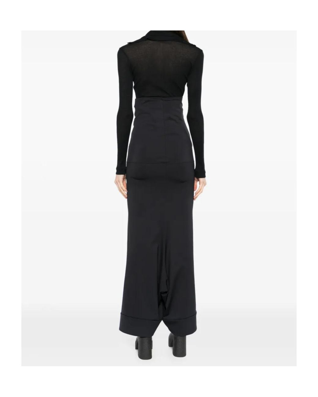 Junya Watanabe Black High-Waisted, Low-Crotch Casual Trousers