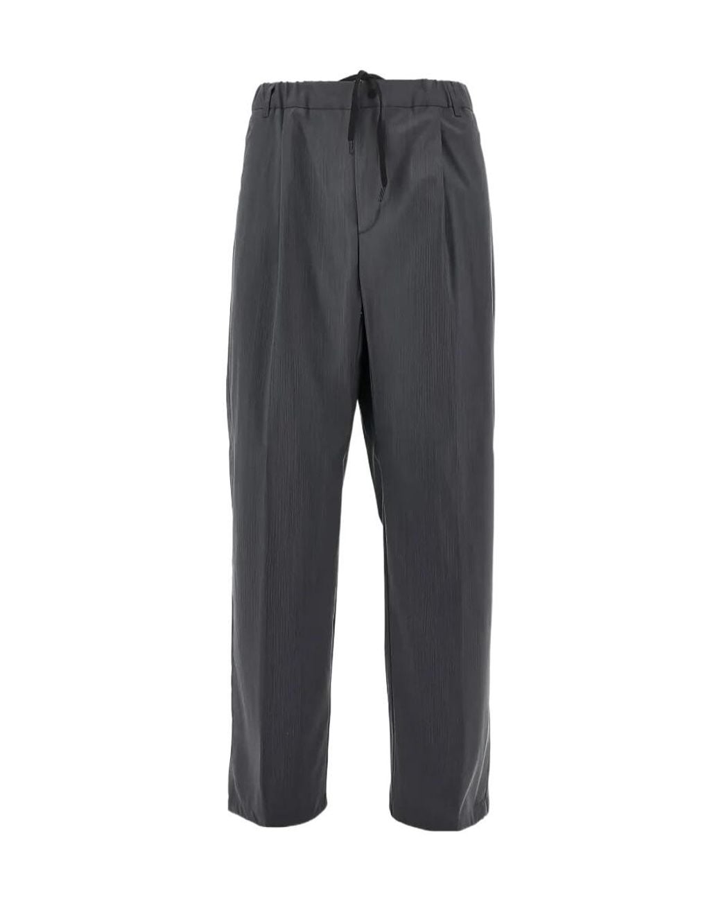 Herno Gray Drawstring Pleated Trousers for men