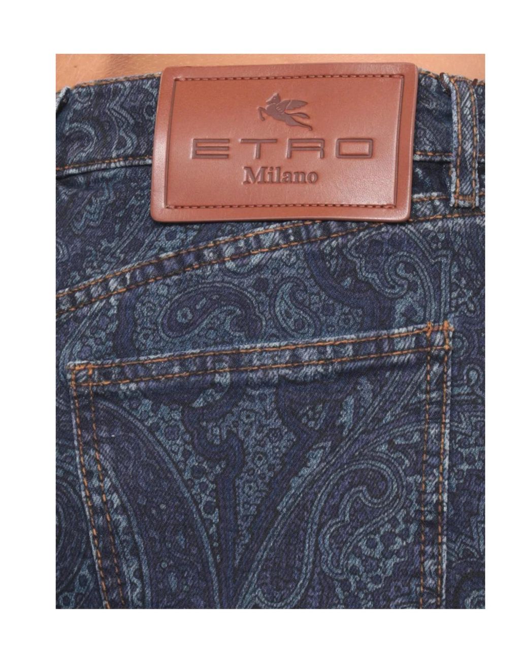 Etro Blue Paisley Straight-Leg Jeans