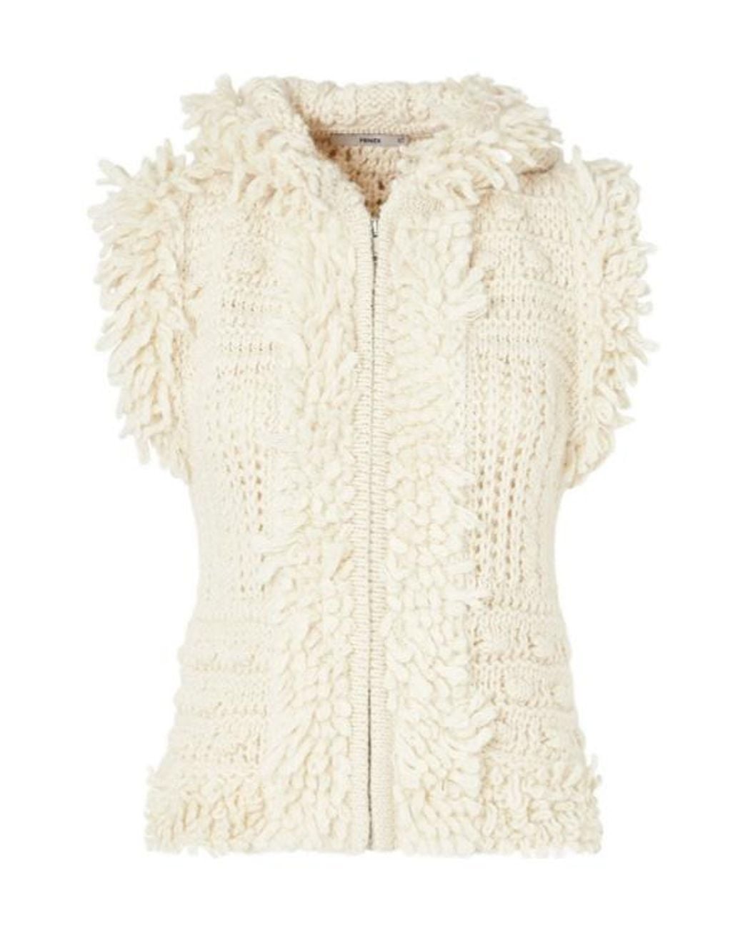 Fendi White Chunky Cable Knit Hooded Gilet