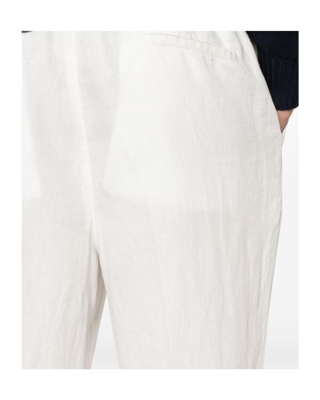 Brunello Cucinelli White Elasticated Waistband Drawstring Pants for men