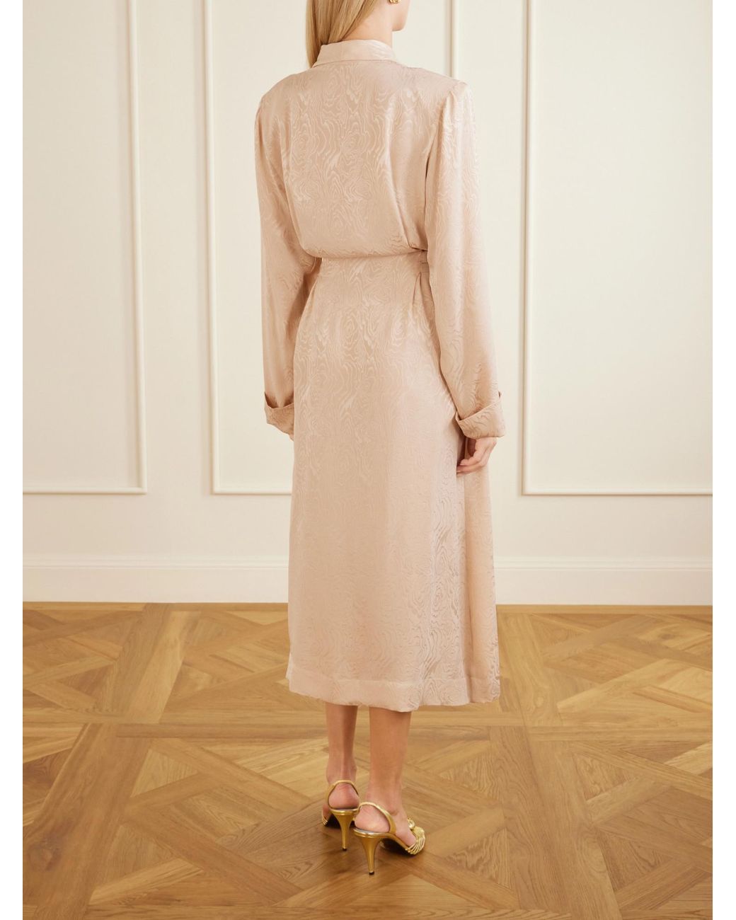 Alessandra Rich Natural Silk-Moiré Midi Dress