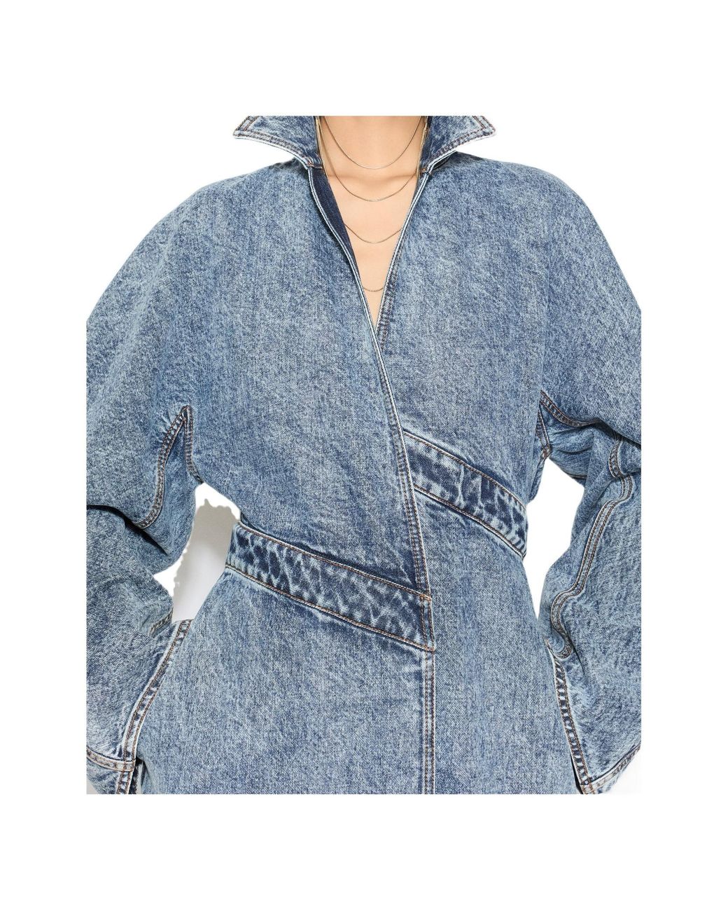 Alaïa Blue Alaã¯A Long Denim Spiral Trench