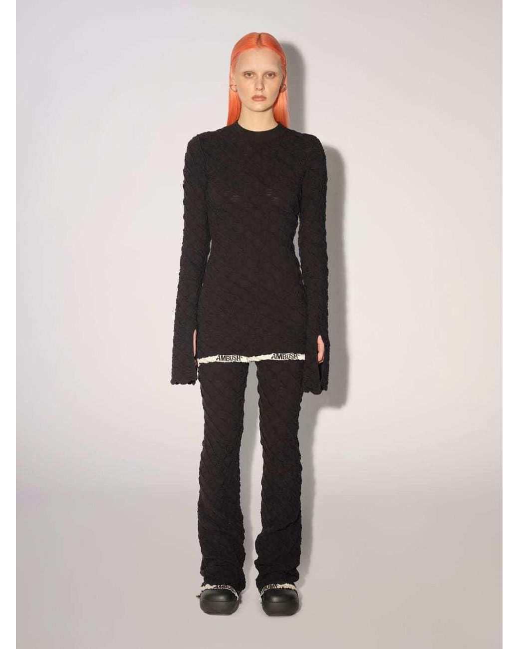 Ambush Black Logo-Print Crewneck Knit Top