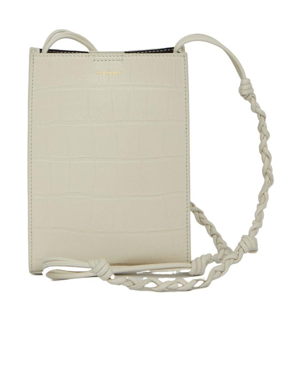 Jil Sander Natural Logo Embossed Crossbody Bag
