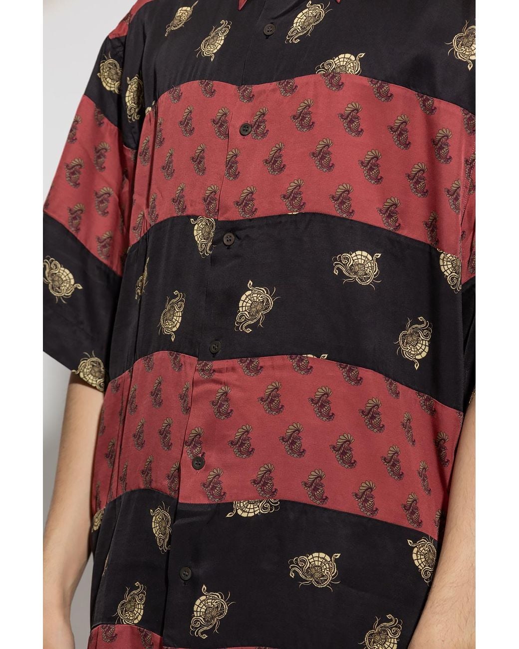 Dries Van Noten Red Graphic Printed Striped Shirt for men
