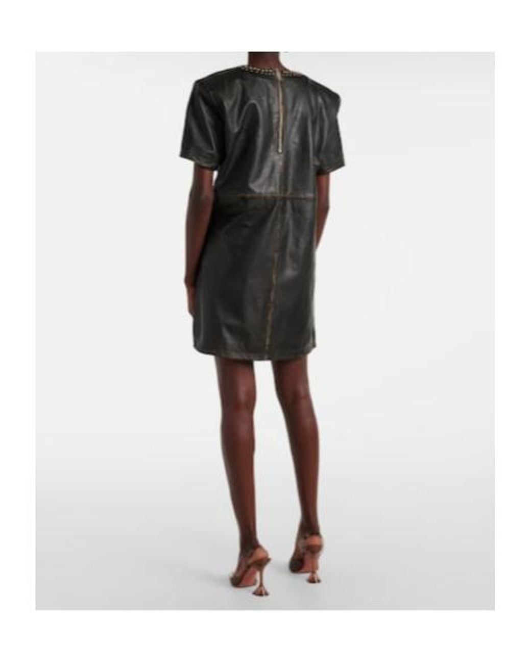 Area Black Studded Leather Shirt Dress