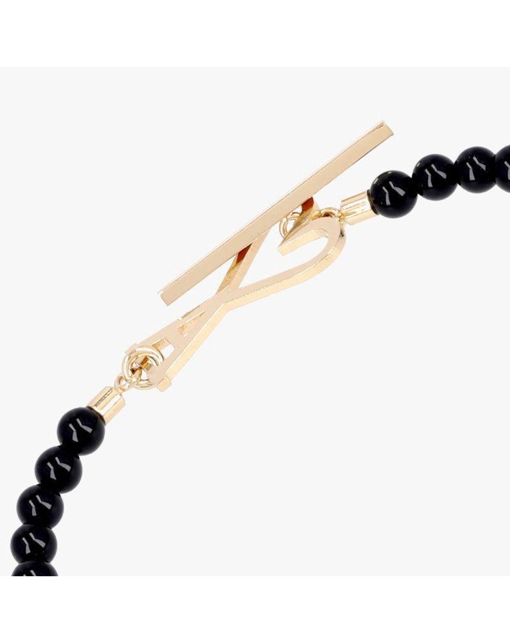 AMI Metallic Ami Logo Beaded Bracelet for men