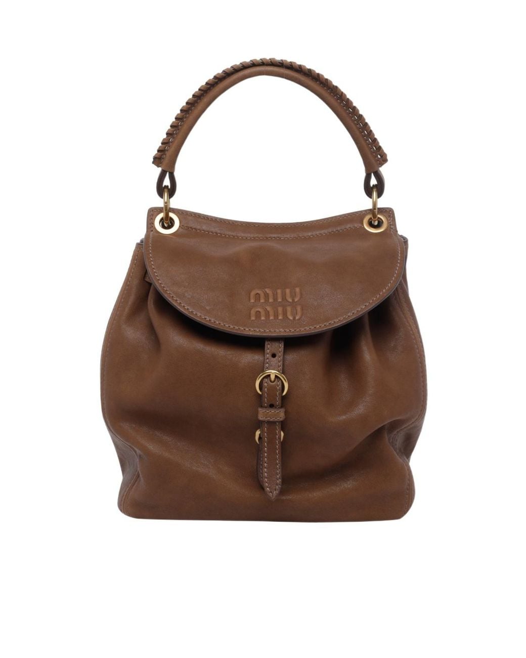 Miu Miu Brown Logo Backpack