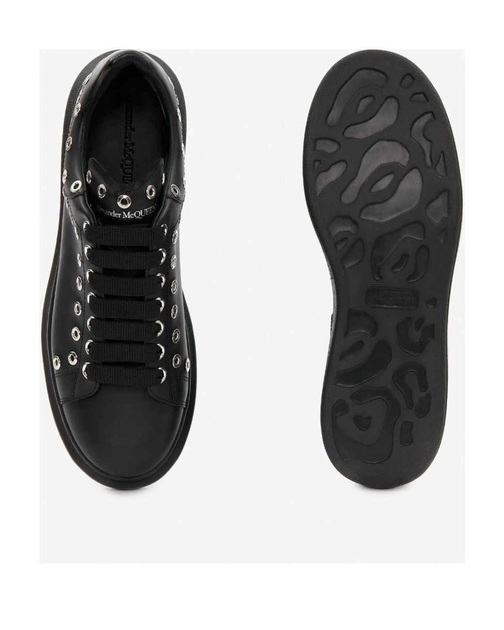 McQueen Black Oversized Eyelet Detail Sneakers for men