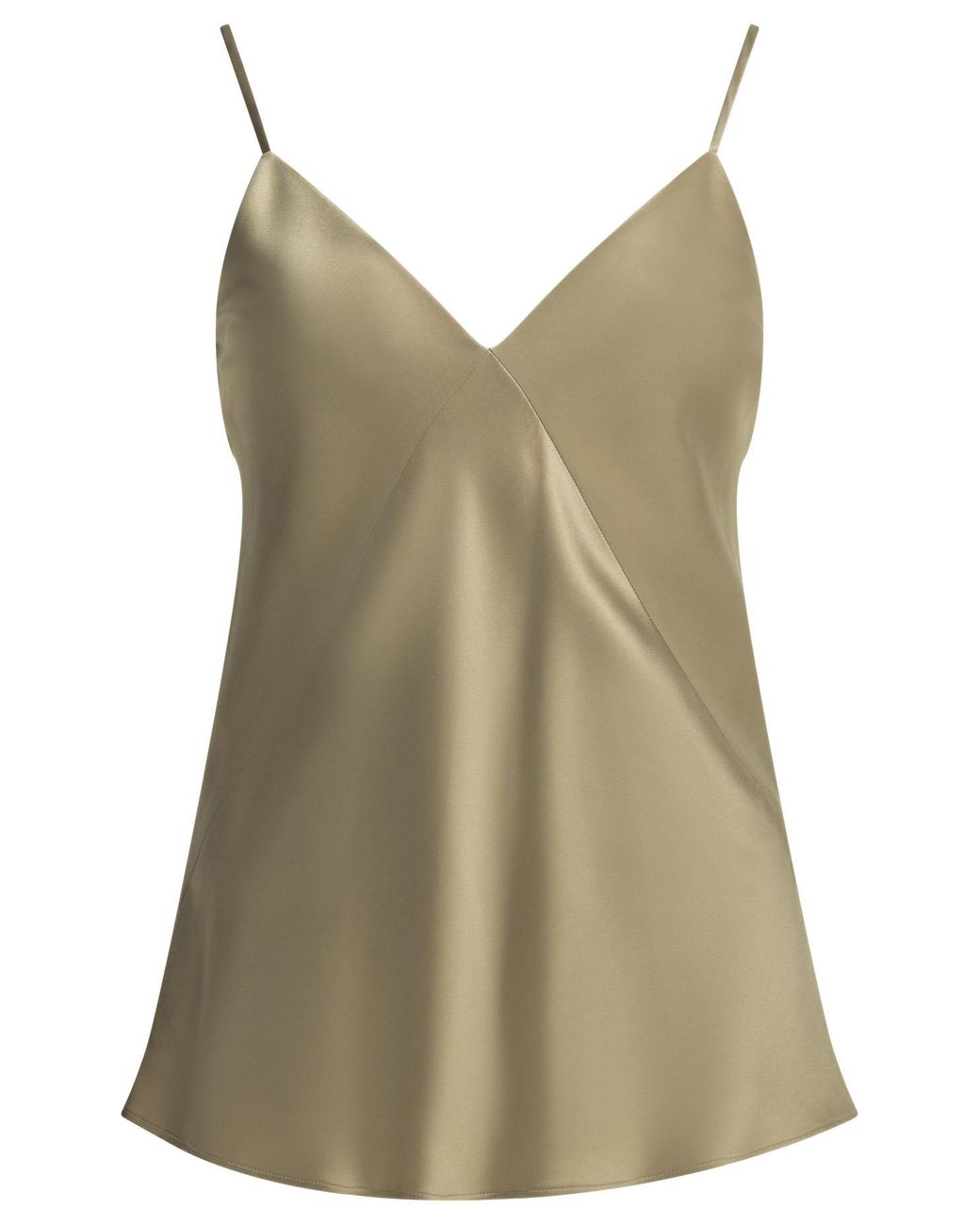 Max Mara Brown V-Neck Satin Top