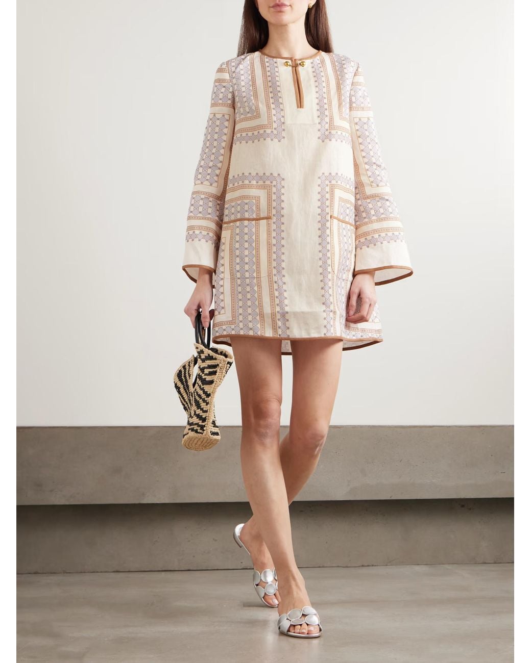 Zimmermann Natural Printed Mini Dress