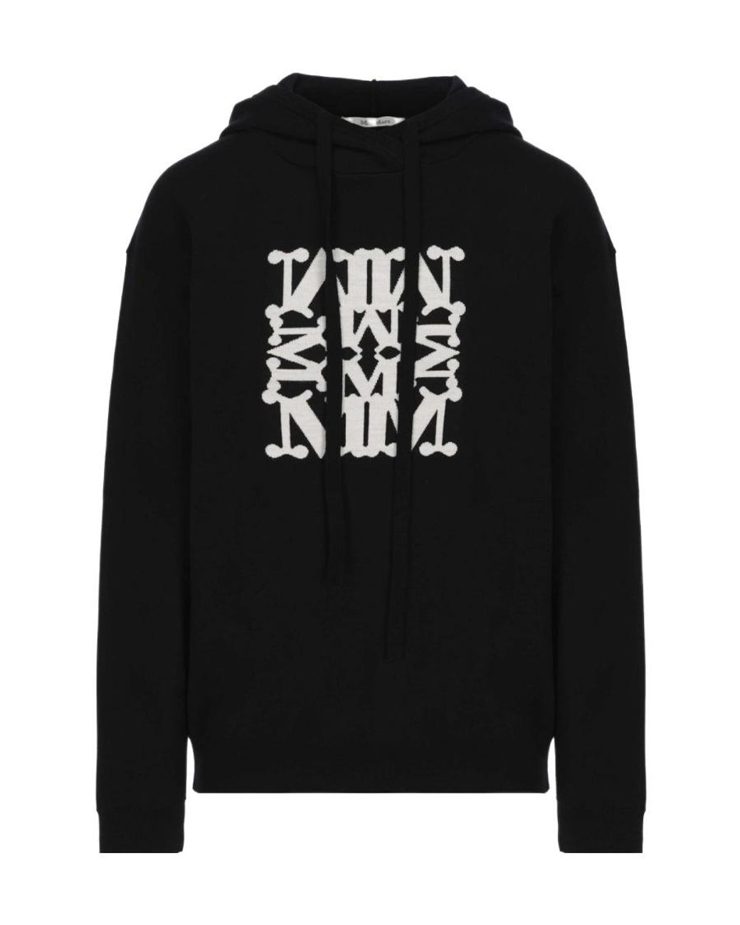 Max Mara Black Jacquard-Logo Long-Sleeve Hoodie