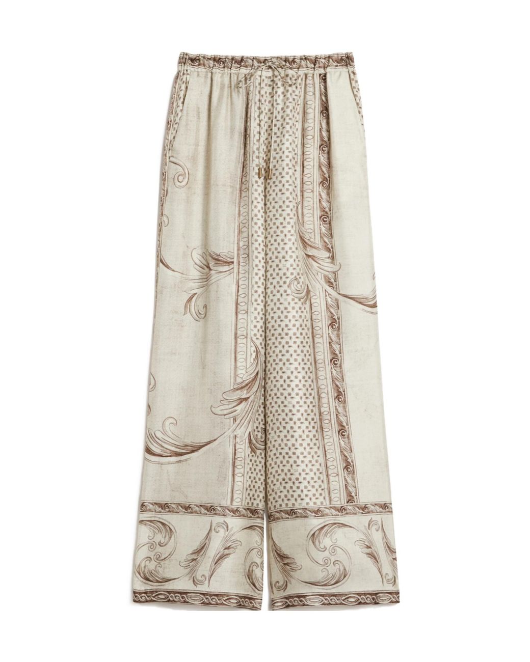 Max Mara Natural Rive Wide-Leg Printed Pants