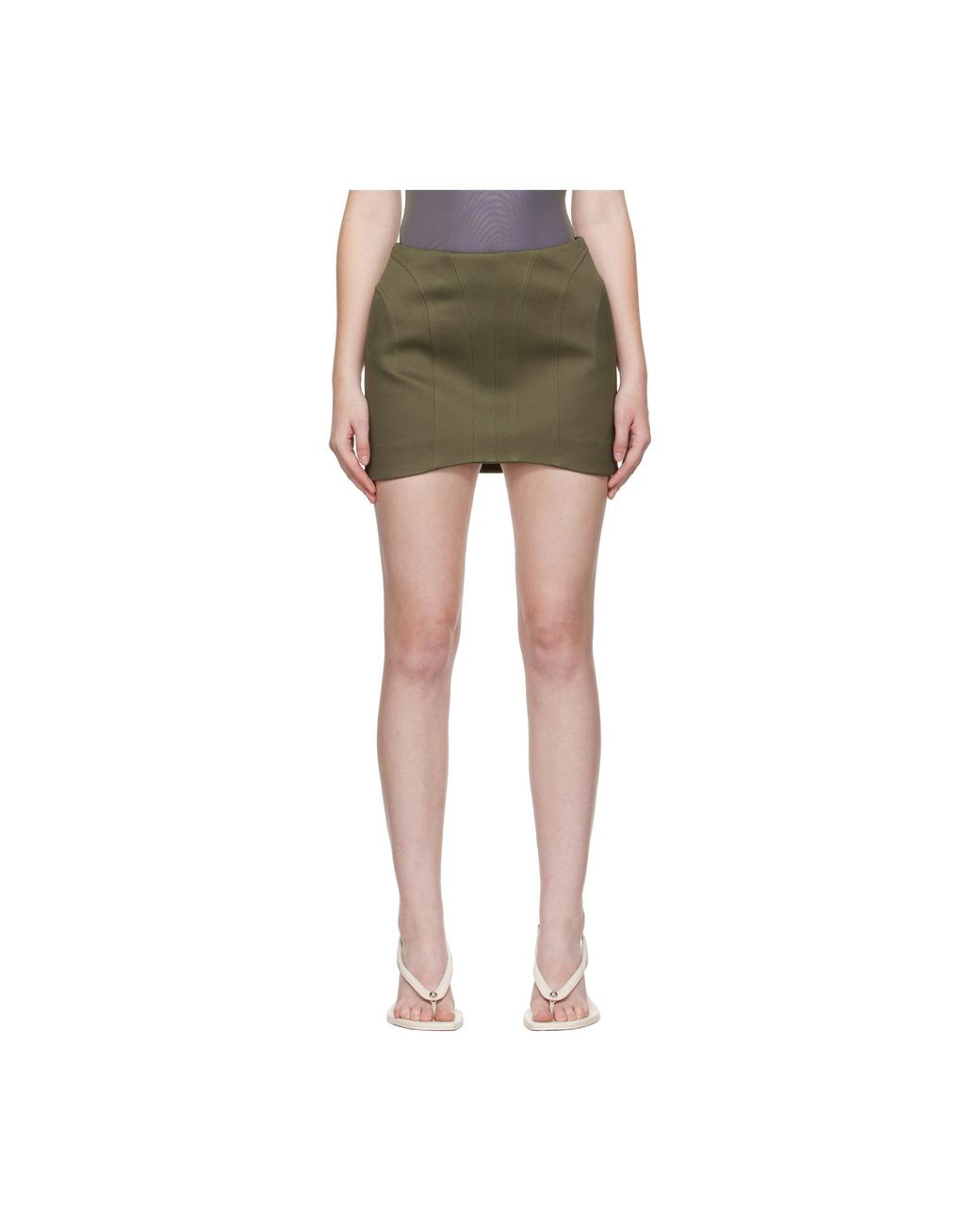 Mugler Green Corset-Detailing Skirt