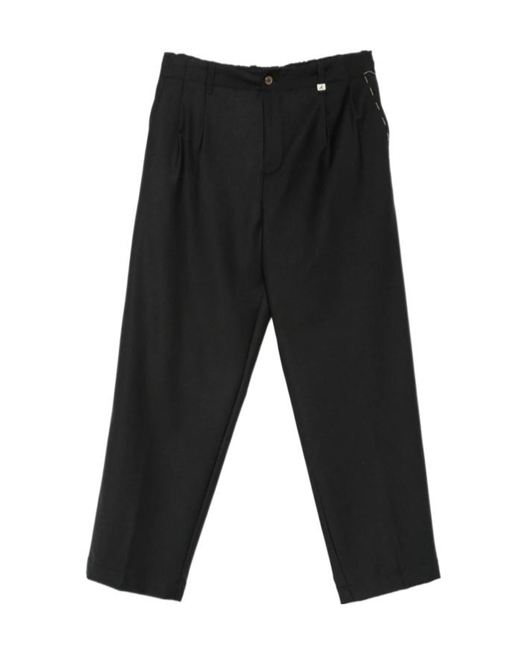 Myths Black Pleated-Front Straight-Leg Trousers for men