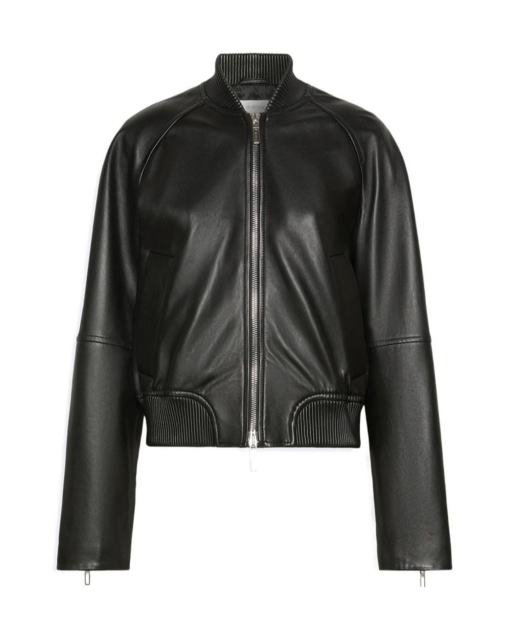 Sportmax Black Bomber Leather Jacket