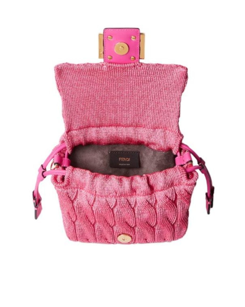 Fendi Pink Fuchsia Cable-Knit Mini-Bag