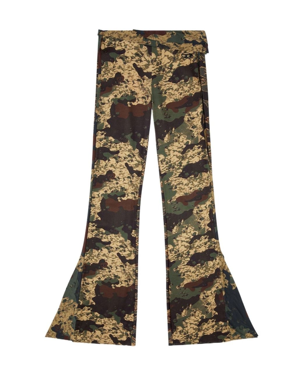 DIESEL Green P-Affal Mixed Camo Printed Flared Trousers