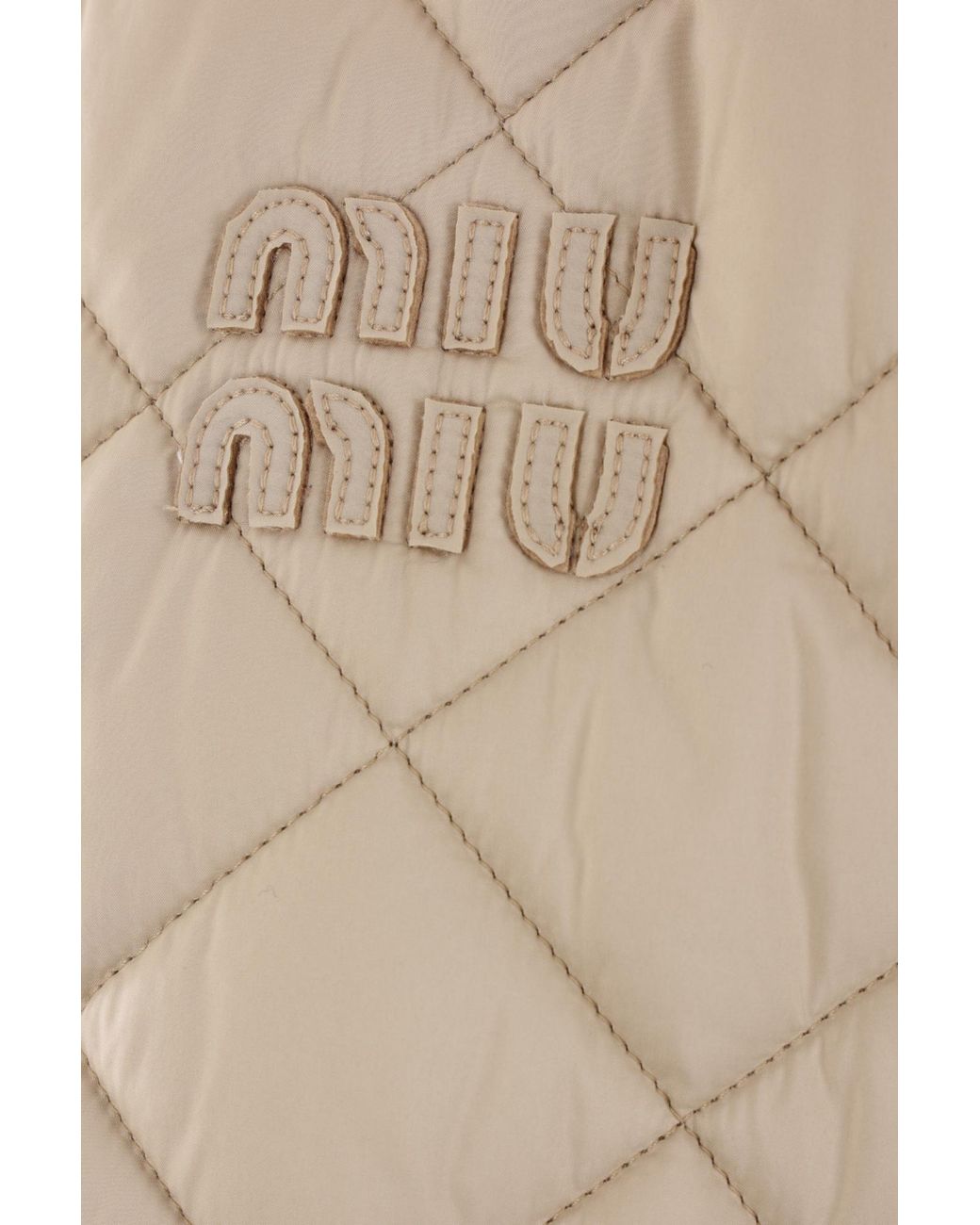 Miu Miu Natural Logo-Patch Quilted Jacket