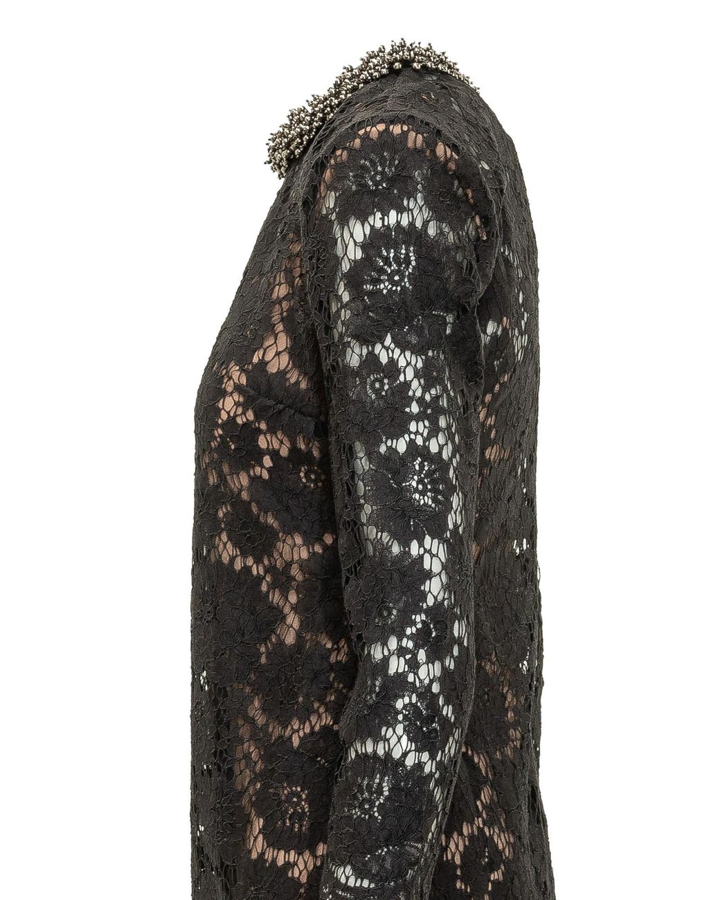 Self-Portrait Black Beaded Collar Lace Mini Dress
