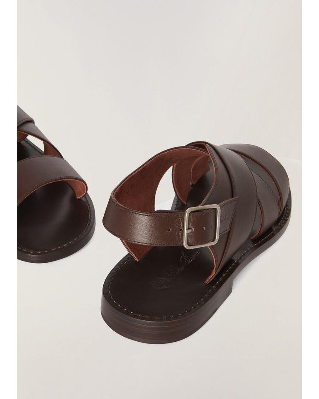 Loro Piana Brown Peep-Toe, Patent-Leather Booties for men