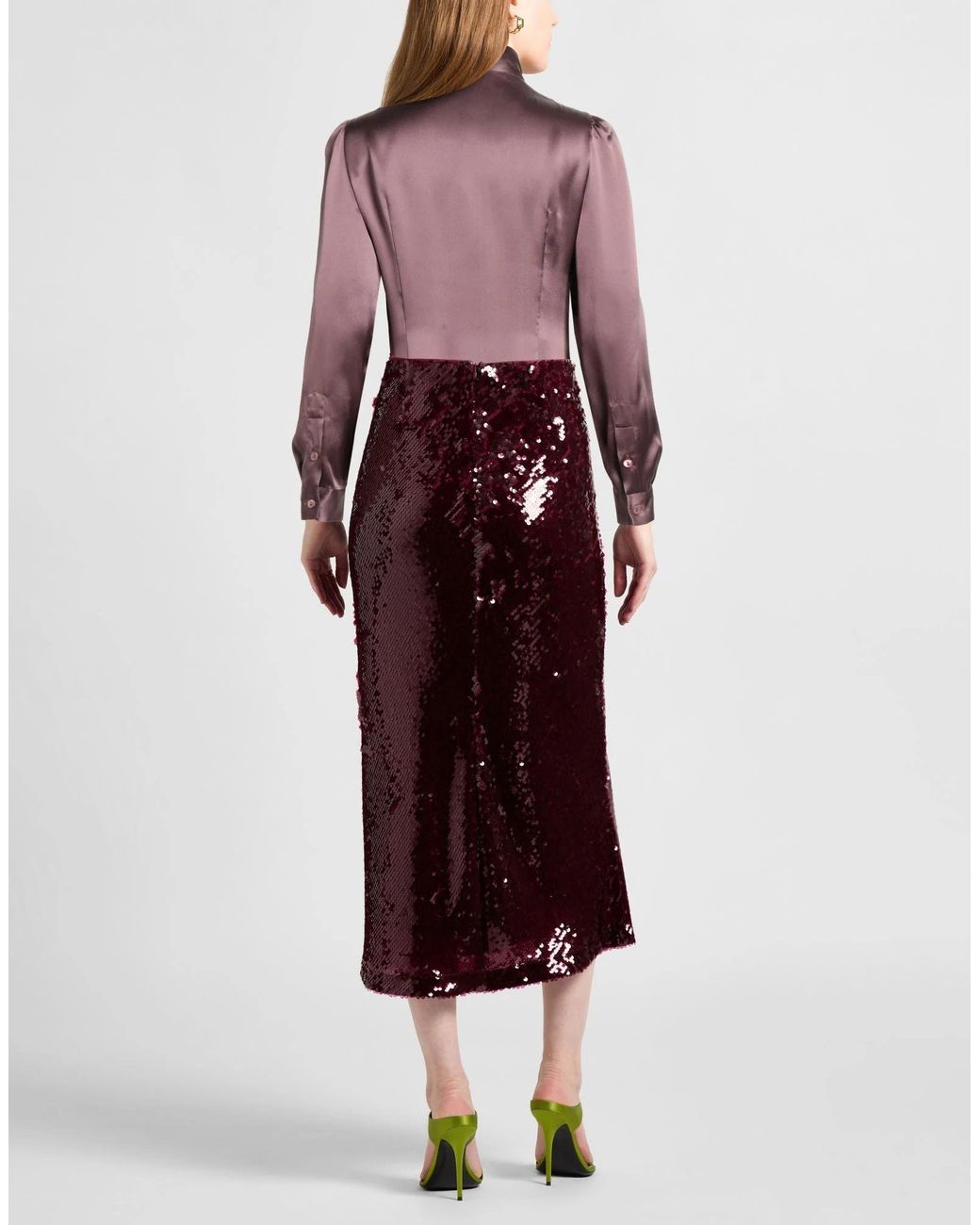 Dolce & Gabbana Purple Bow Collar Satin Long Sleeve Blouse