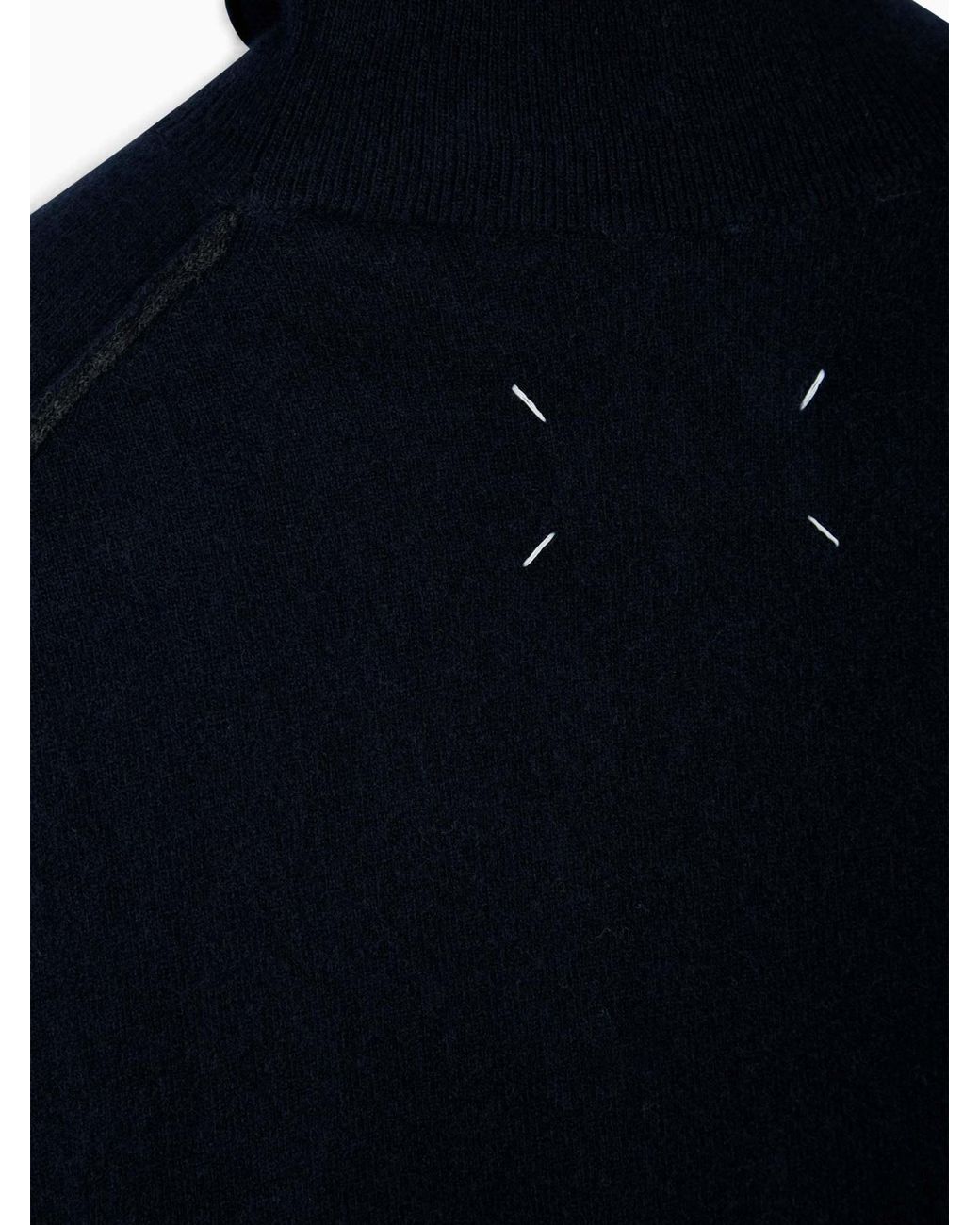 Maison Margiela Blue Minimalist Crew Neck Wool Sweater for men