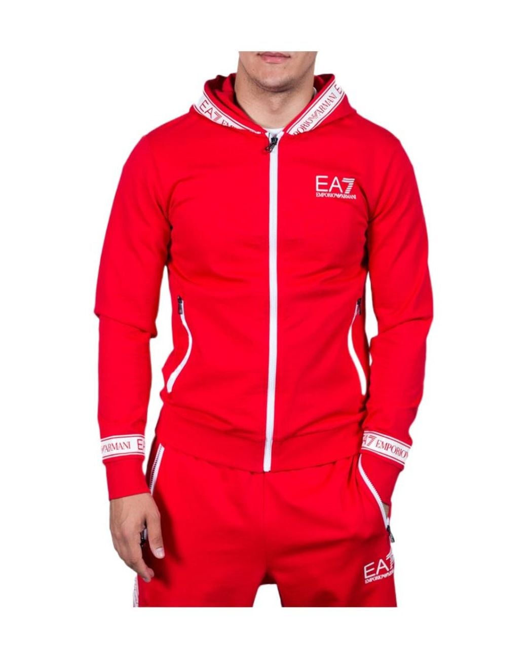 EA7 Red Logo And Hat Casual Jacket for men