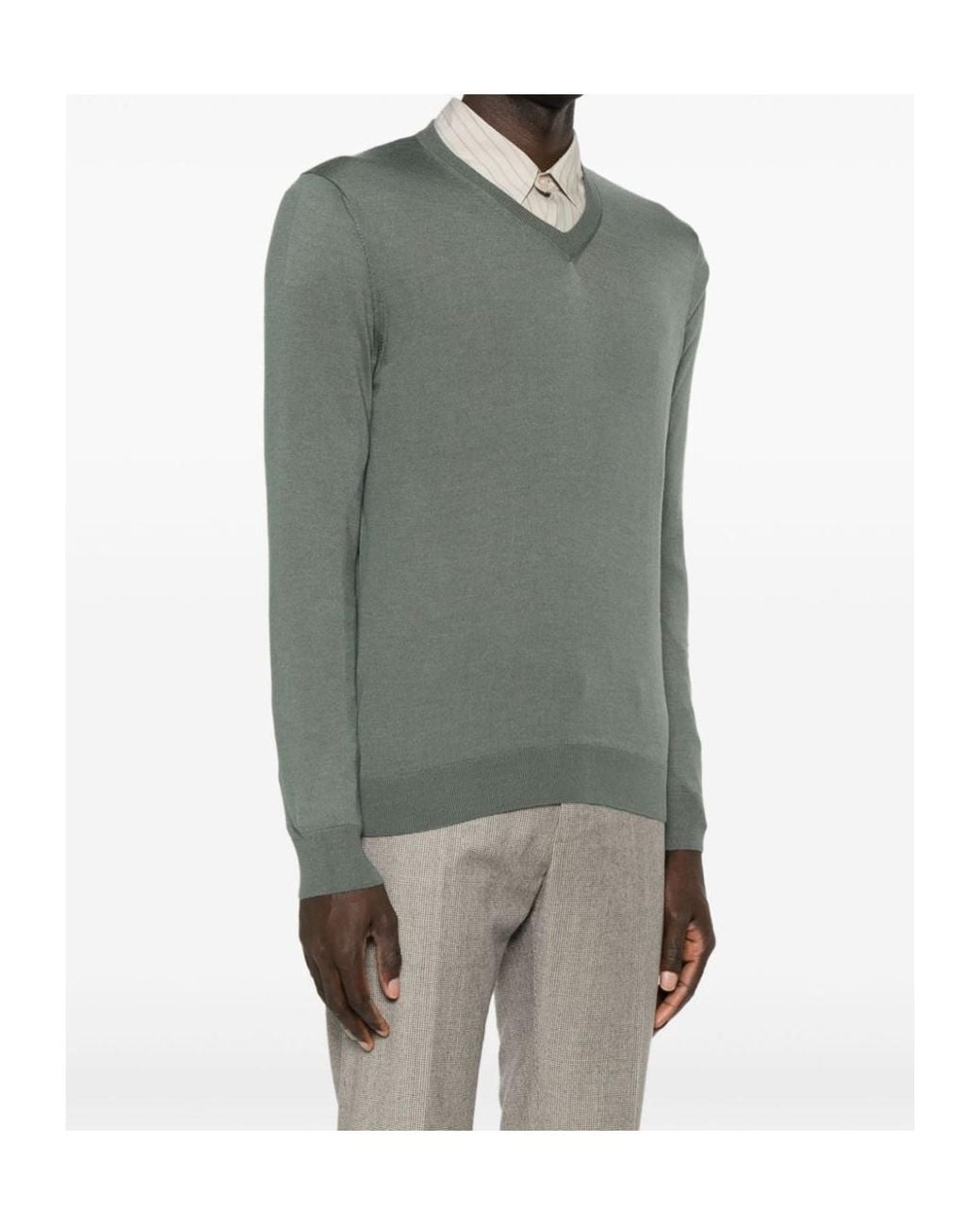 Colombo Green V-Neck Sweater for men