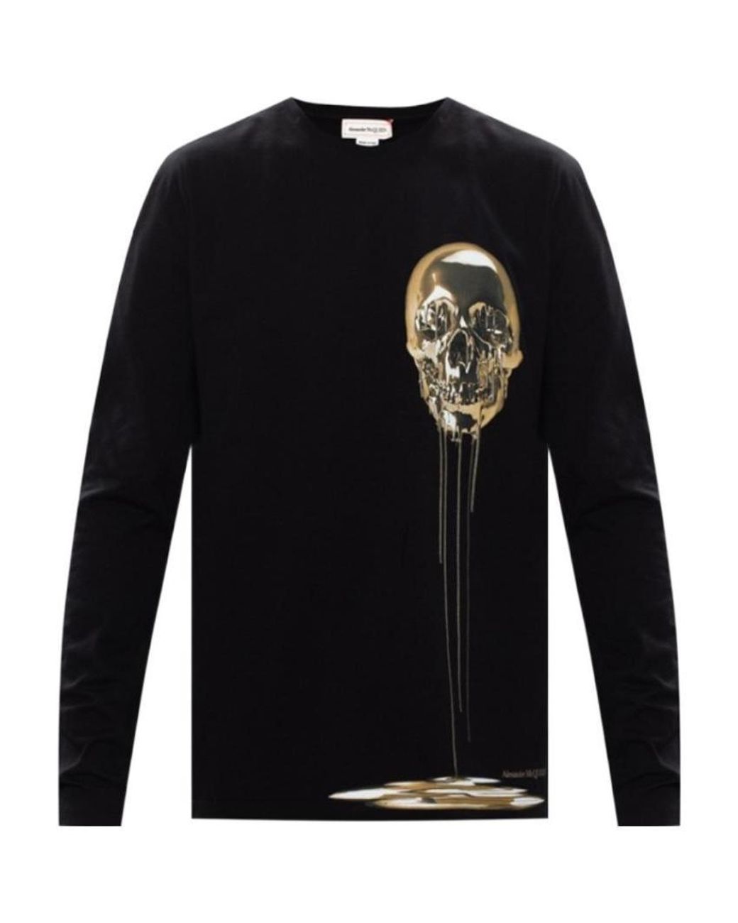McQueen Blue Skull Print Long-Sleeved T-Shirt for men
