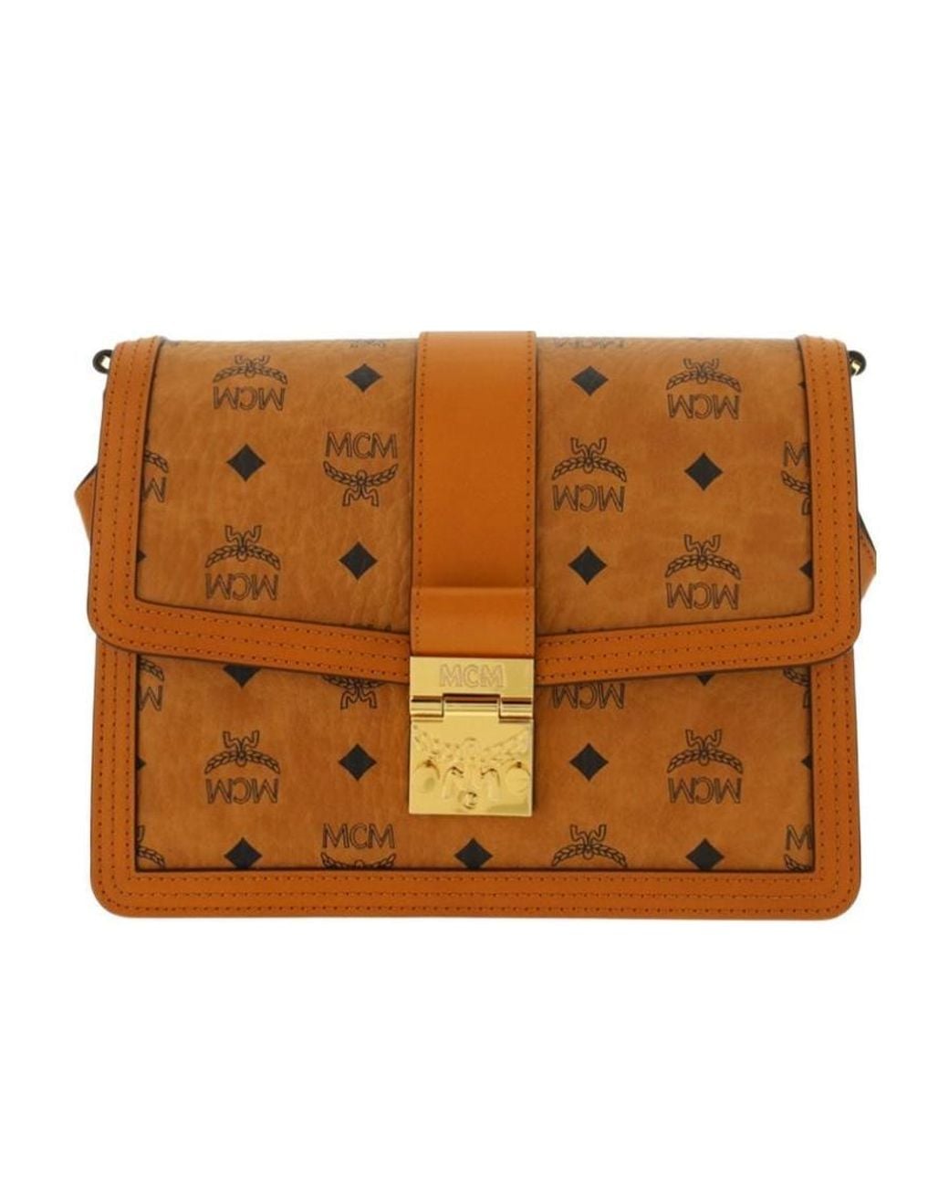 MCM Brown Tracy Foldover Medium Shoulder Bag