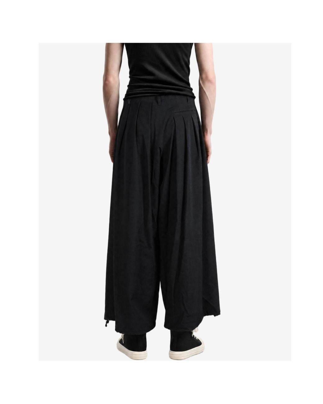 Yohji Yamamoto Black Pleated Drawstring Trousers for men