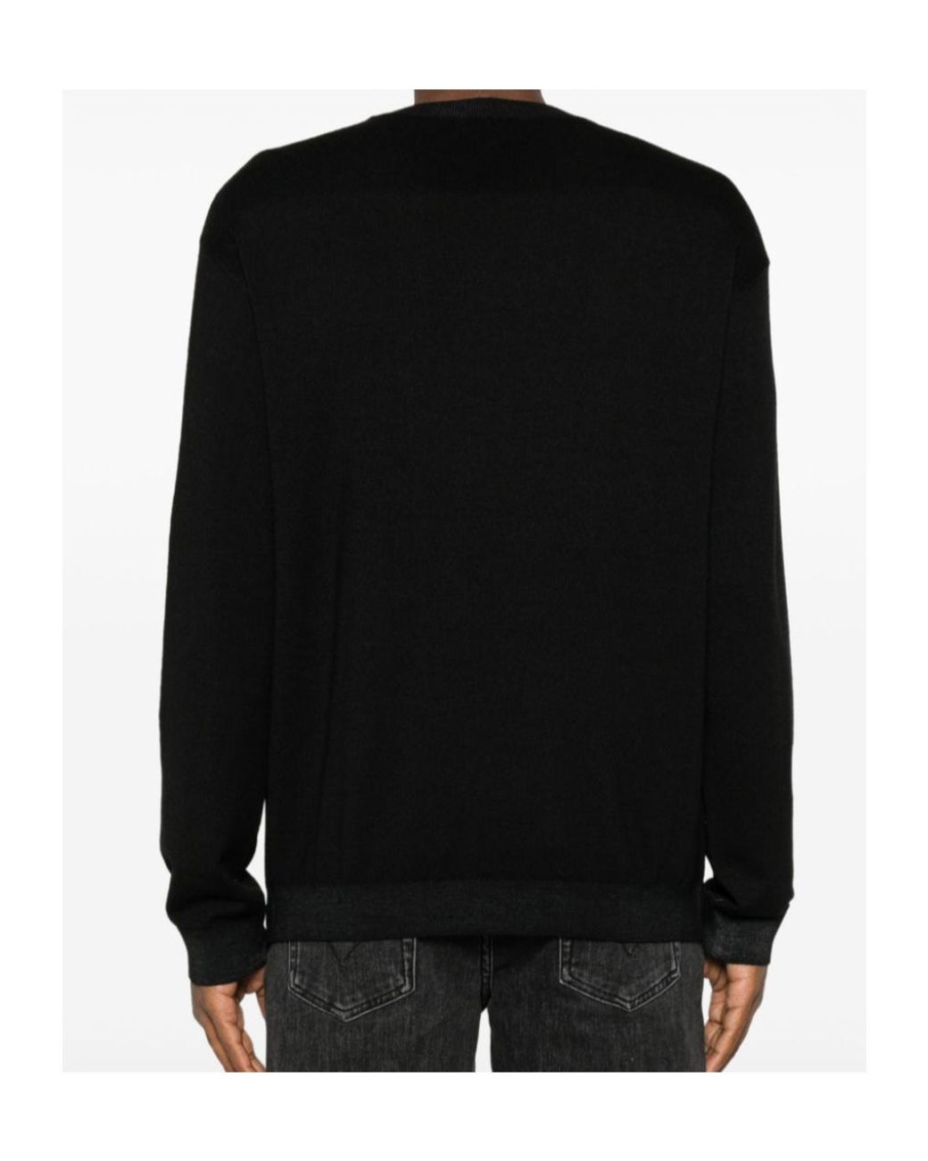 Emporio Armani Black Crew-Neck Long-Sleeve Sweater for men