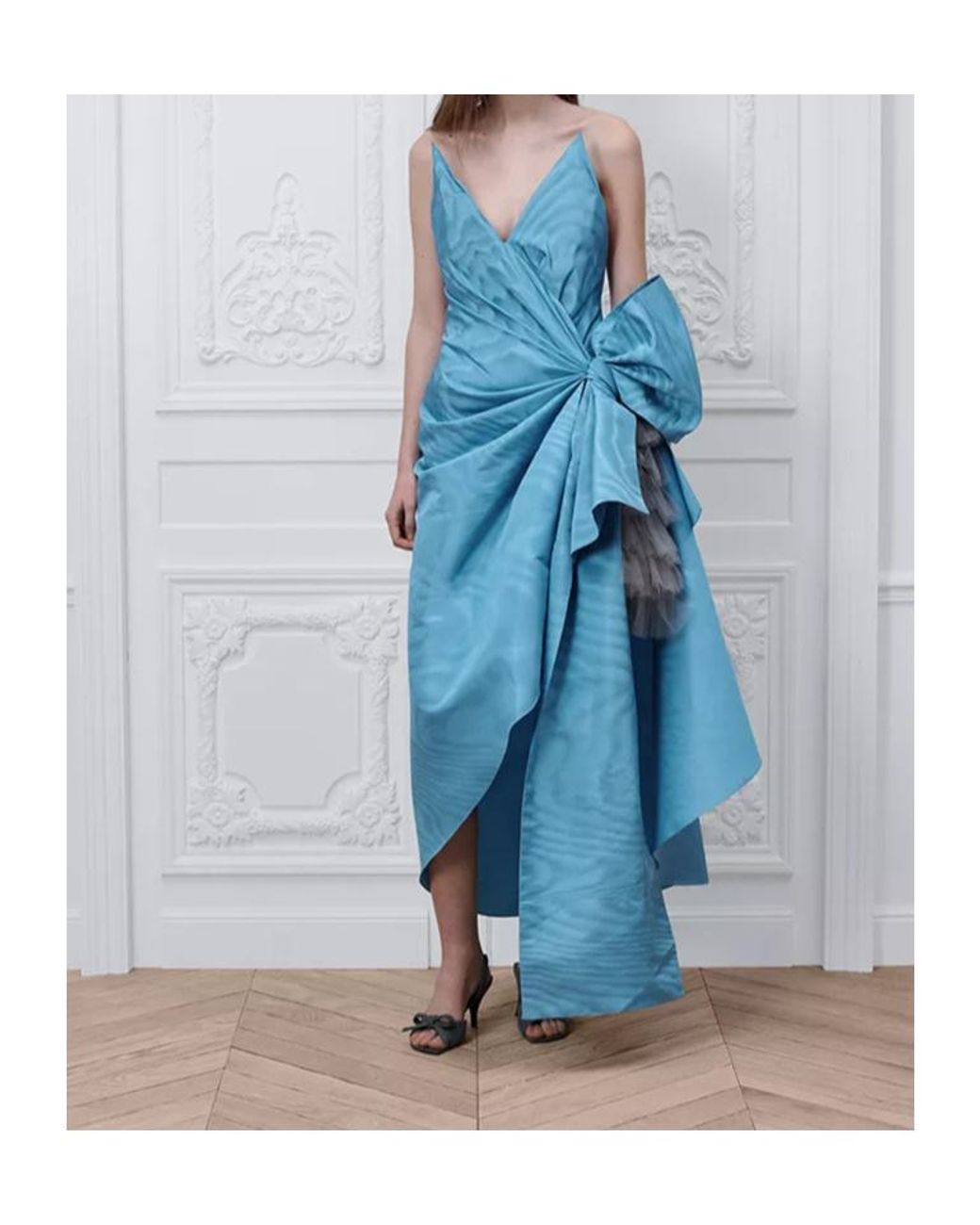 Dior Blue Mid-Length Draped Asymmetrical Bustier Dress