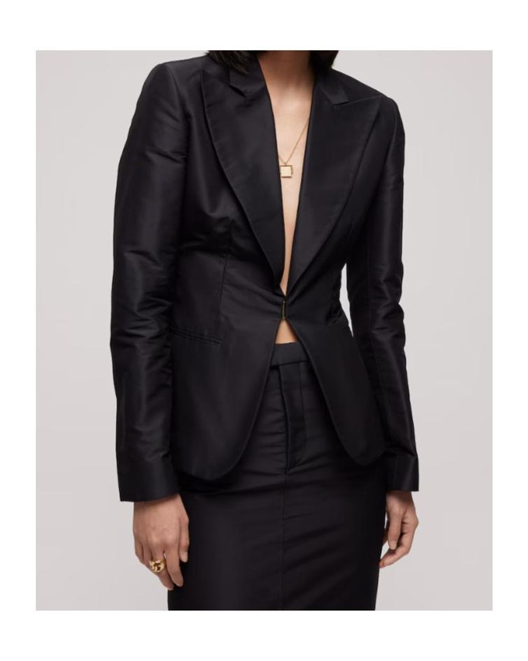 Gucci Black Faille Collared Jacket
