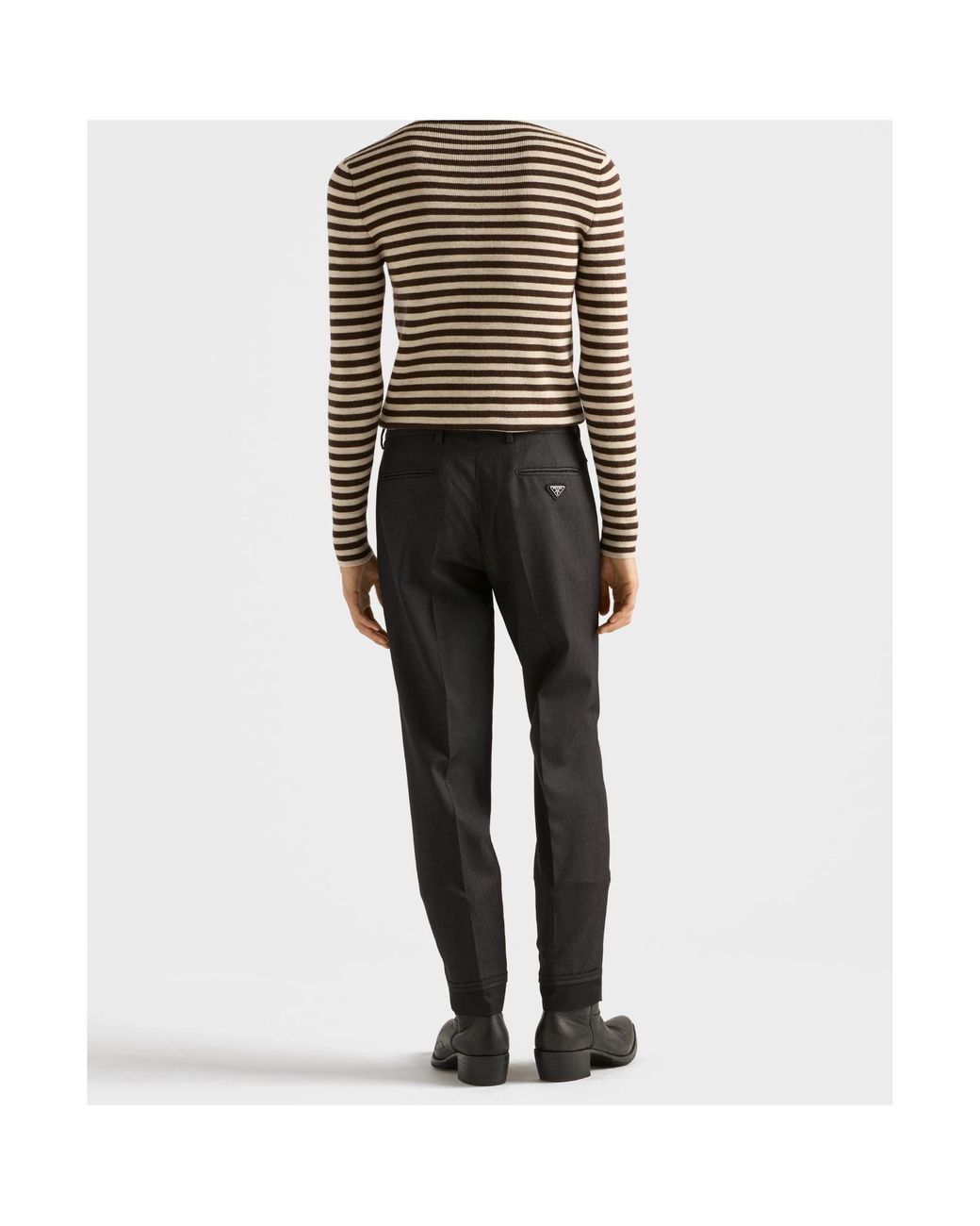 Prada Gray Pleated Tailored Trousers for men