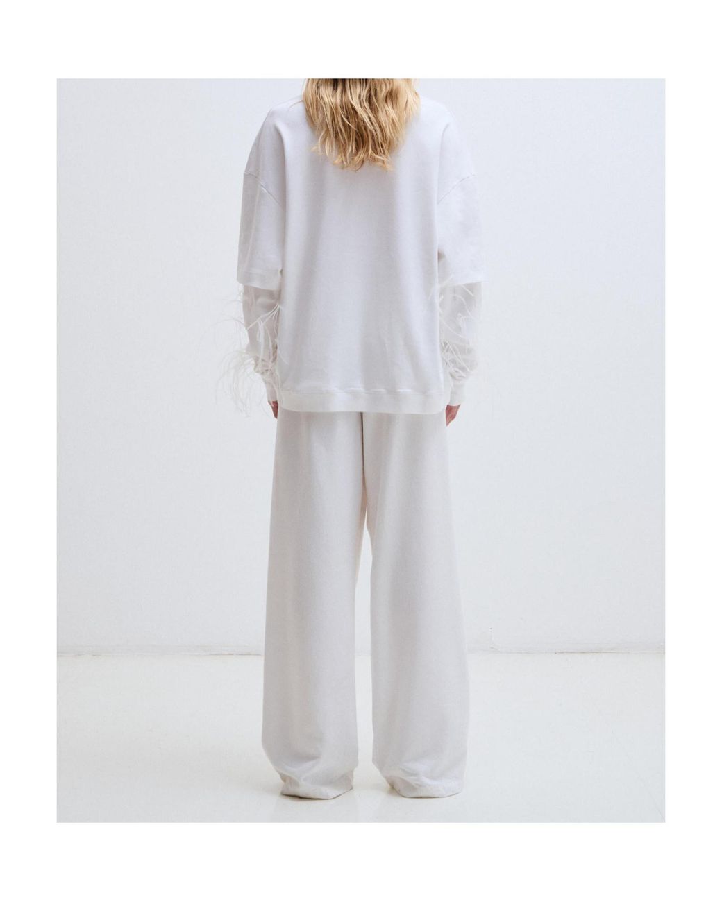 DARKPARK White Troy Feather-Sleeve Top