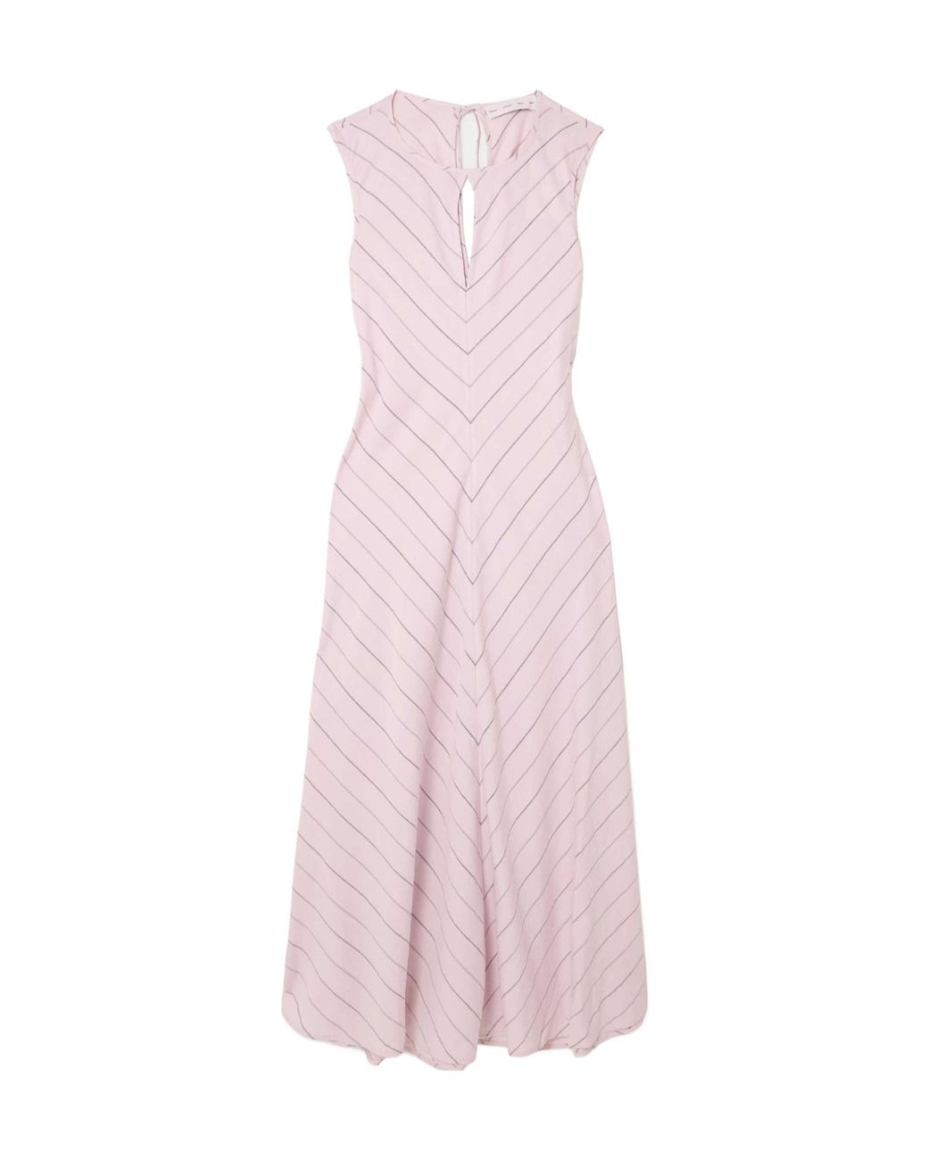 Proenza Schouler Pink Cutout Striped Woven Midi Dress