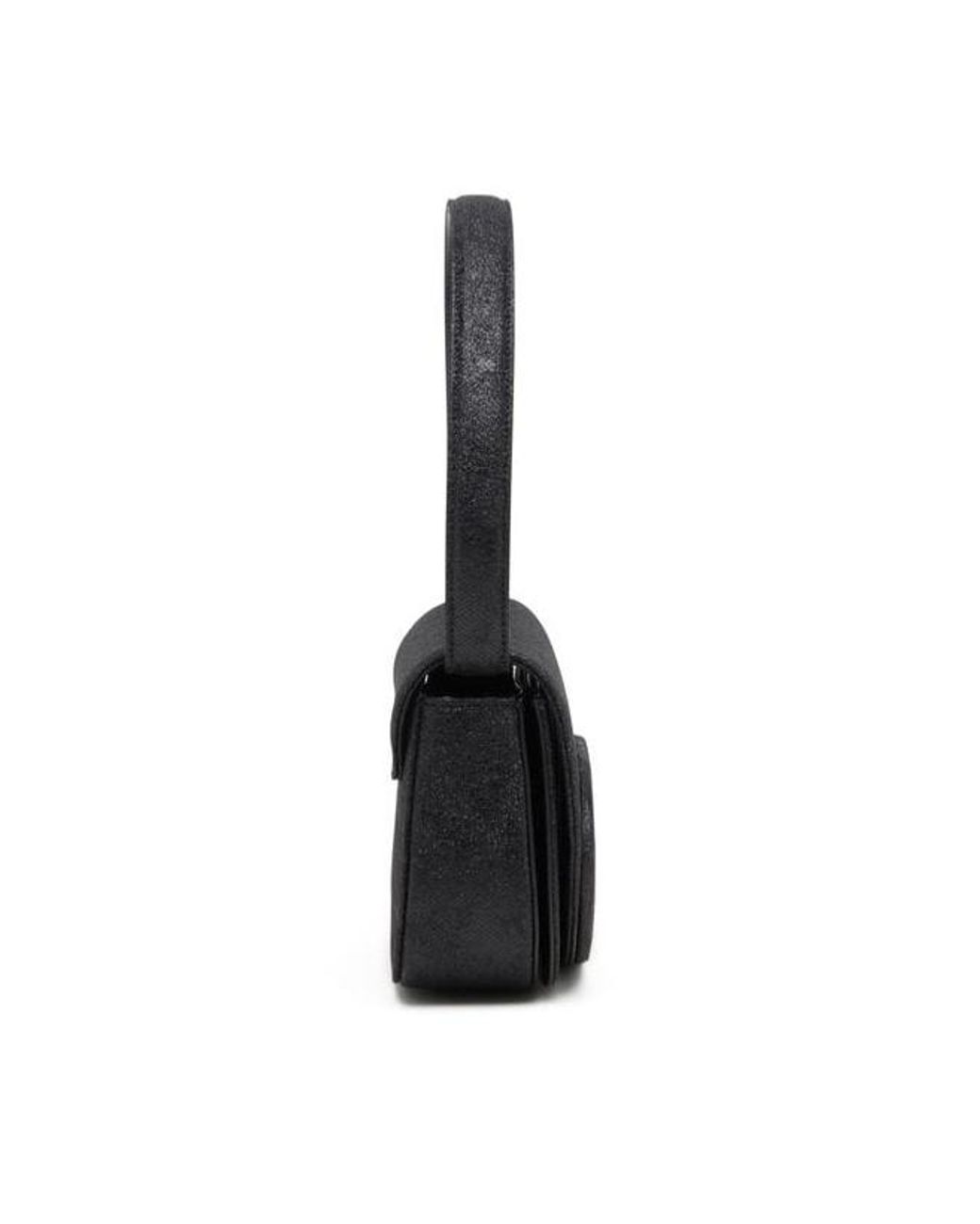 DIESEL Black 1Dr Logo Plaque Glittered Shoulder Bag