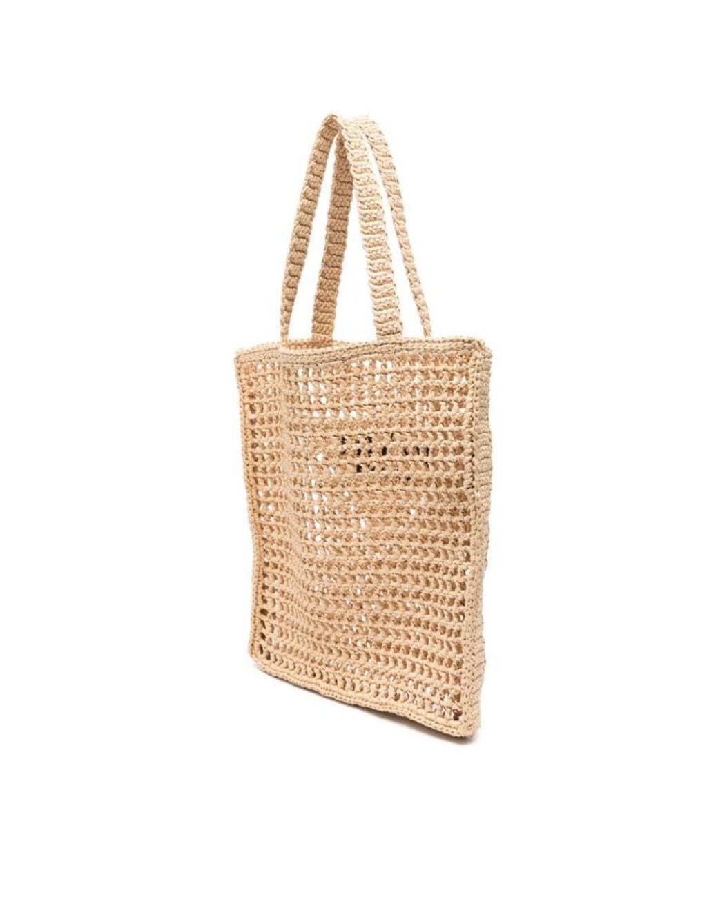 Prada Natural Double-Handle Hollow Handbag