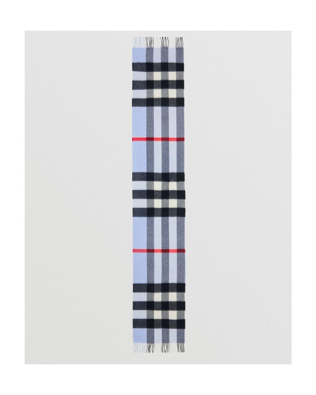 Burberry Blue Vintage Check Fringed Scarf