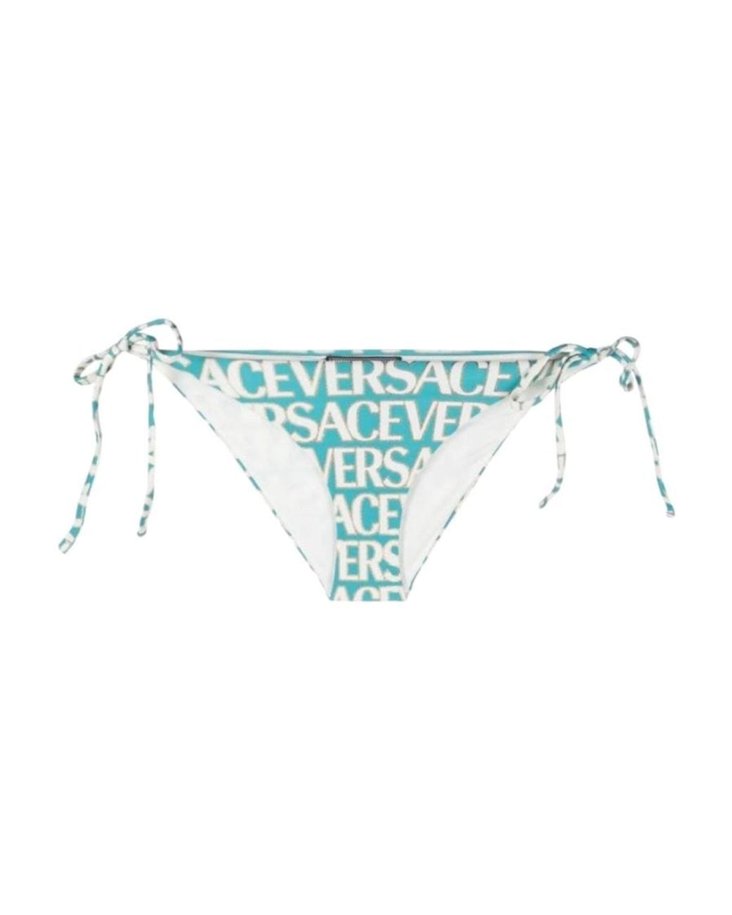 Versace Blue Allover Logo-Printed Swimsuit Bottoms