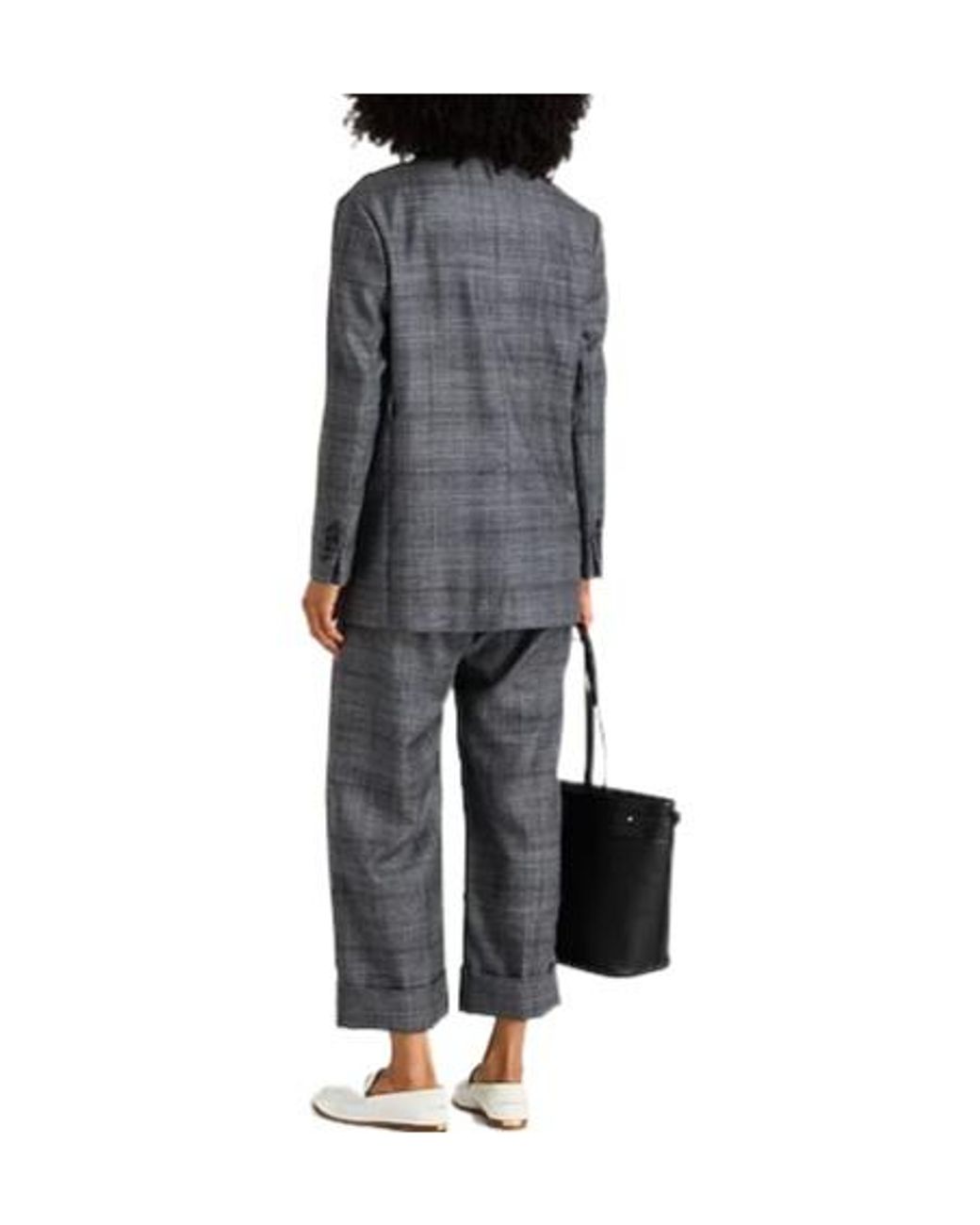 Brunello Cucinelli Gray Plaid Blazer