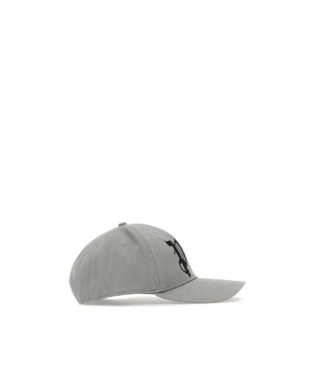 Palm Angels Gray Embroidered-Monogram Baseball Cap for men